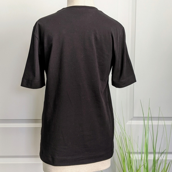 Love Moschino Tee Punk Girl Half Sleeve Crew Neck Fitted Black Pink S IT40 NWT - Picture 3 of 7